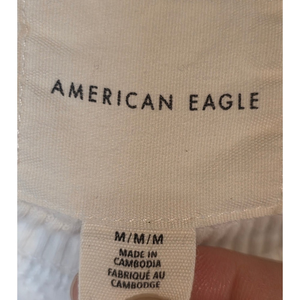 American Eagle Women Med Cream Floral Graphic Raglan Pullover Sweatshirt AE Logo - Picture 10 of 12